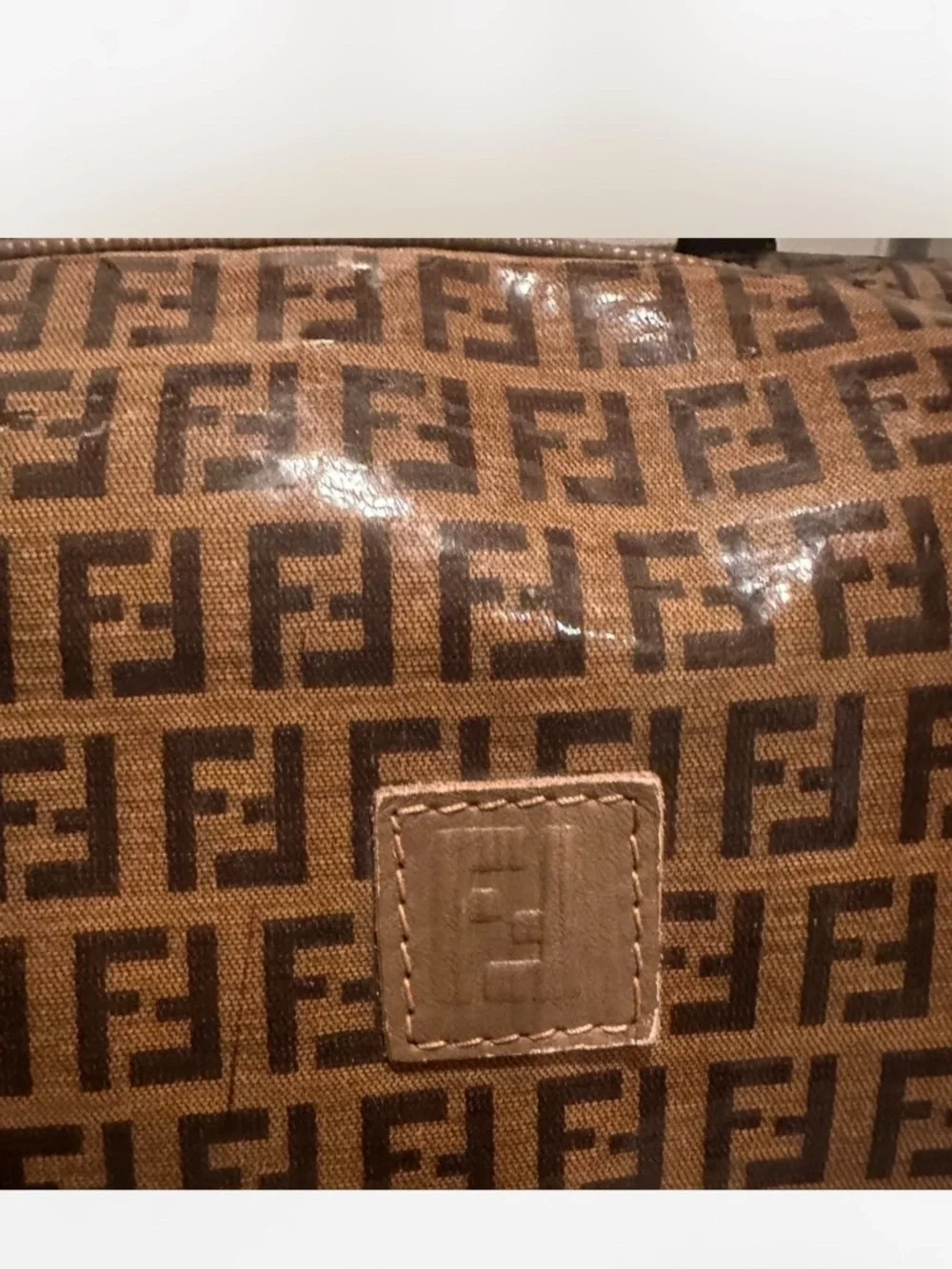 Fendi Monogram Coated Canvas Satchel in Brown and Tan - Picture 3 of 5